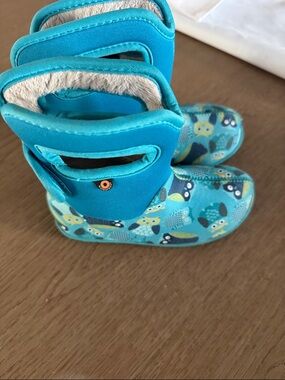 Bogs Kids Teal Owl Pull-On Rain Boots